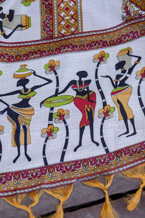 Women Black Kurta Set with Pants & Bhagalpuri Multi Colored Dupatta