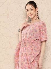 Women Pink Ethnic Printed Kaftan
