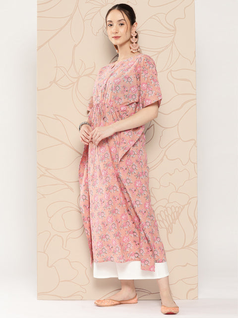 Women Pink Ethnic Printed Kaftan