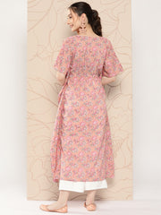 Women Pink Ethnic Printed Kaftan