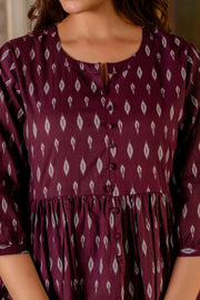 Women Burgundy Peplum Top