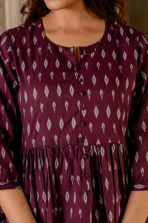 Women Burgundy Peplum Top