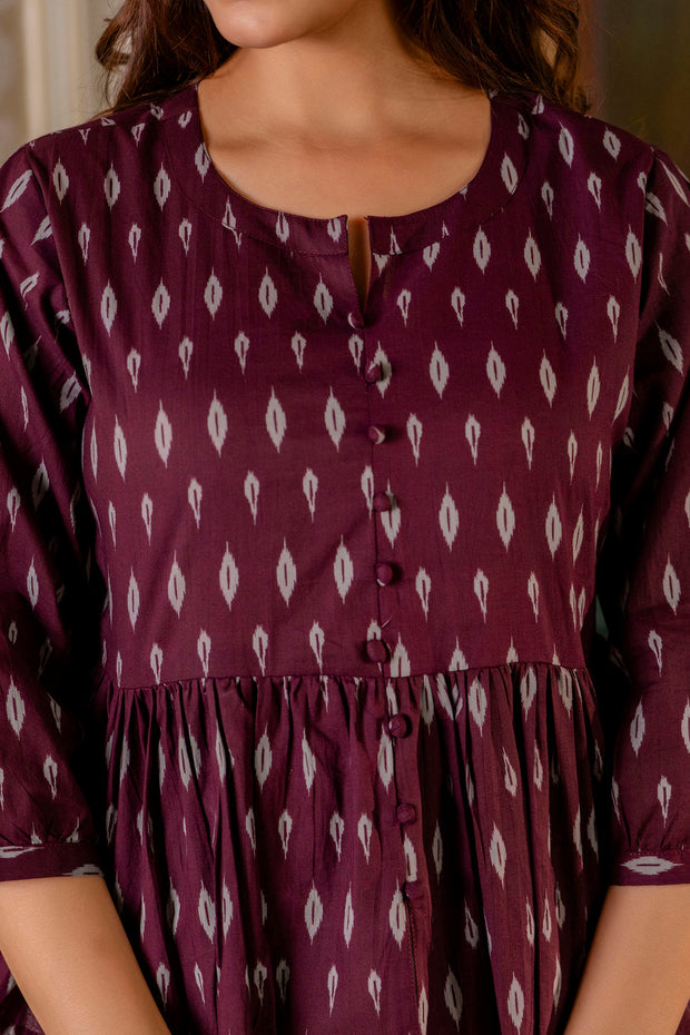 Women Burgundy Peplum Top