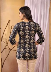Women Black Printed Straight Tunic
