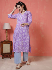 Purple Printed Kurta for Women