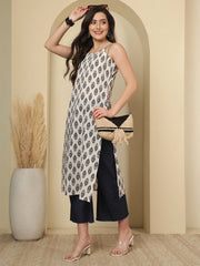 White Printed Kurta for Women