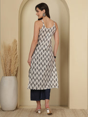 White Printed Kurta for Women