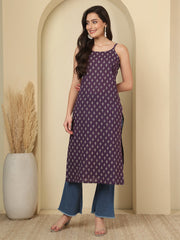 Purple Printed Kurta for Women