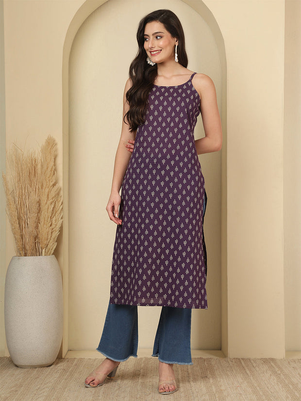Purple Printed Kurta for Women