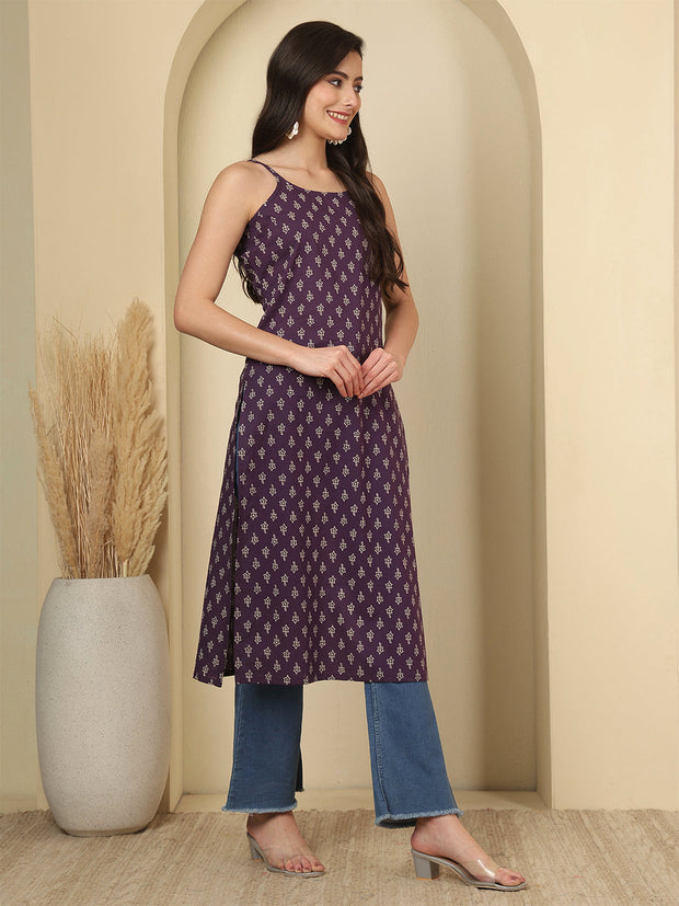 Purple Printed Kurta for Women