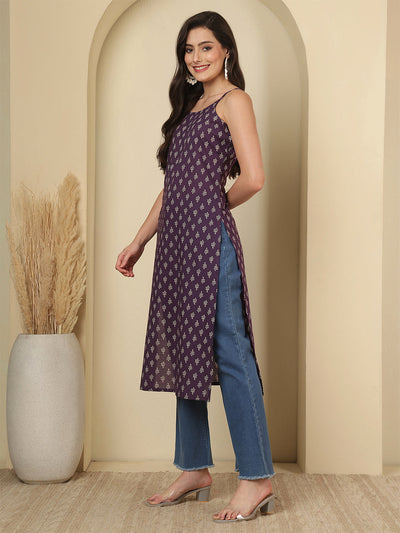 Purple Printed Kurta for Women