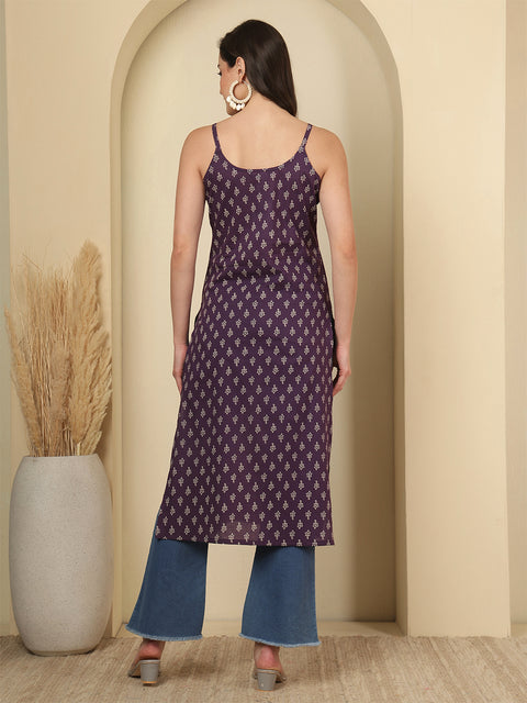 Purple Printed Kurta for Women