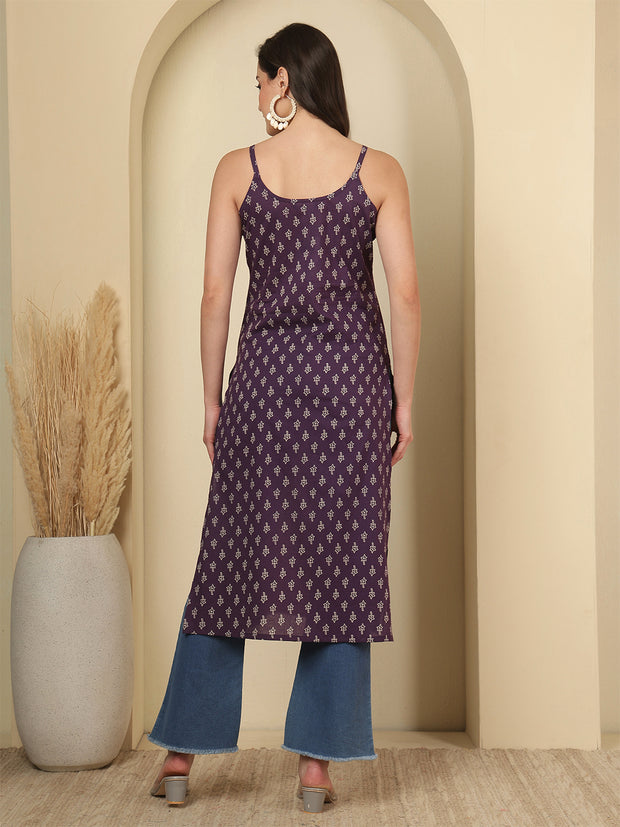 Purple Printed Kurta for Women
