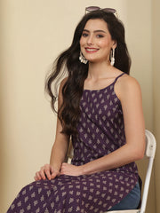 Purple Printed Kurta for Women