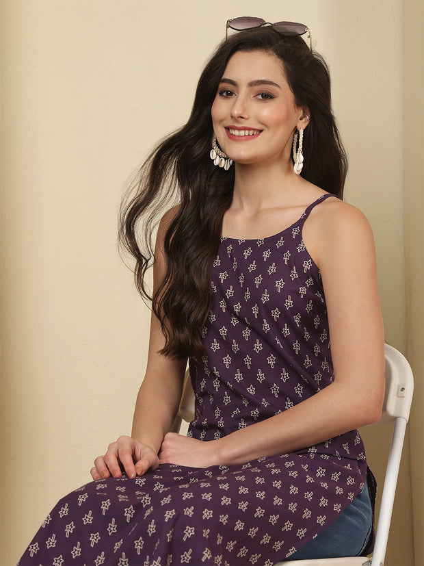Purple Printed Kurta for Women
