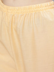 Women Cream Straight Solid Kurta With Trouser And Art Silk Dupatta