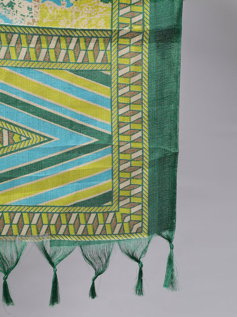 Women Cream Straight Solid Kurta With Trouser And Art Silk Dupatta