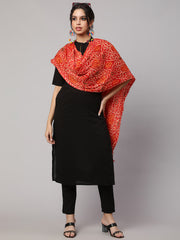 Women Blue Bandhini And Red Bandhani Dupatta Combo, Pack Of Two