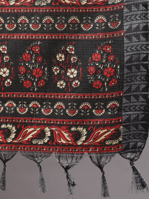 Women Blue And Black Printed Dupatta Combo, Pack Of Two