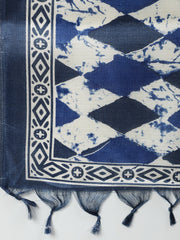 Women Blue And Off White Printed Dupatta Combo, Pack Of Two