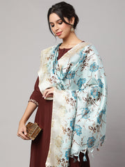 Women Black And Beige Printed Dupatta Combo, Pack Of Two