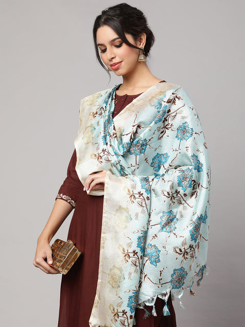 Women Black And Beige Printed Dupatta Combo, Pack Of Two