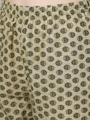 Women Green Printed Gathered Kurta And Trouser With Dupatta