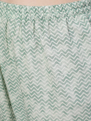 Women Green Ethnic Embroidered Kurta With Palazzo And Dupatta