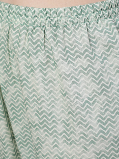 Women Green Ethnic Embroidered Kurta With Palazzo And Dupatta