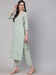 Women Green Ethnic Embroidered Kurta With Palazzo And Dupatta