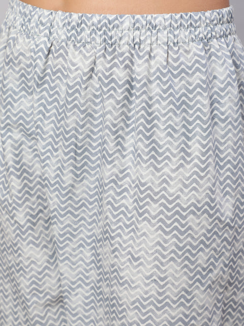 Women Grey Ethnic Embroidered Kurta With Palazzo And Dupatta