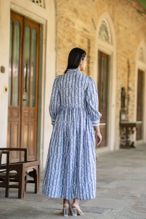 Women Grey Geometric Printed Formal Dress