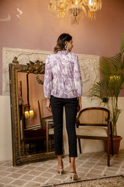 Women Purple Printed V-Neck Peplum Top
