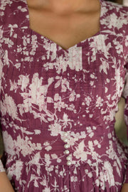 Women Mauve Ethnic Printed Flared Dress