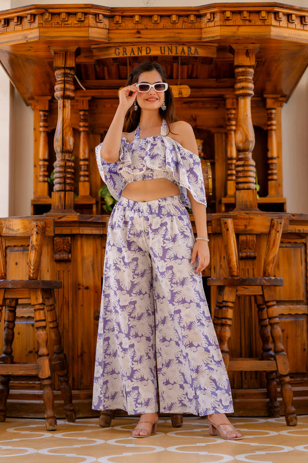 Women Purple Abstract Printed Co-Ord set