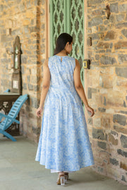 Women Blue Bandhani Printed Sleeveless Kurta