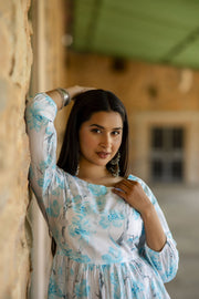 Women Off White Floral Printed Mini Dress