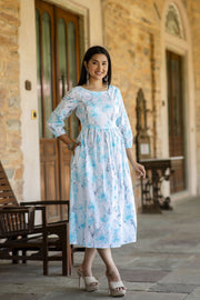 Women Off White Floral Printed Mini Dress