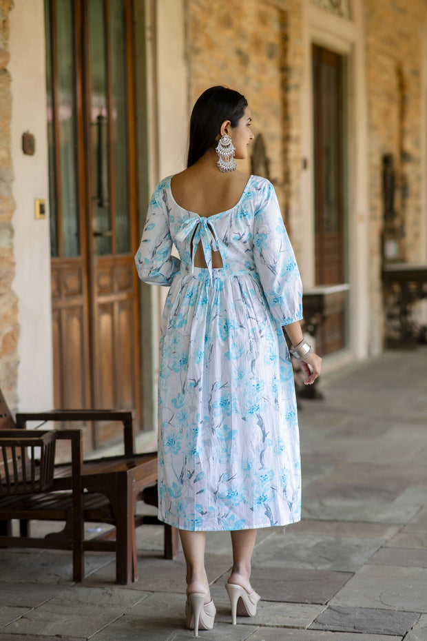 Women Off White Floral Printed Mini Dress