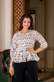 Women White Peplum Top