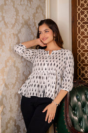 Women White Peplum Top