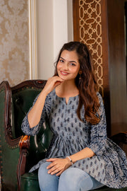 Women Grey Peplum Top