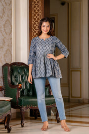 Women Grey Peplum Top