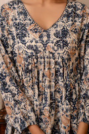 Women Blue Printed Peplum Top