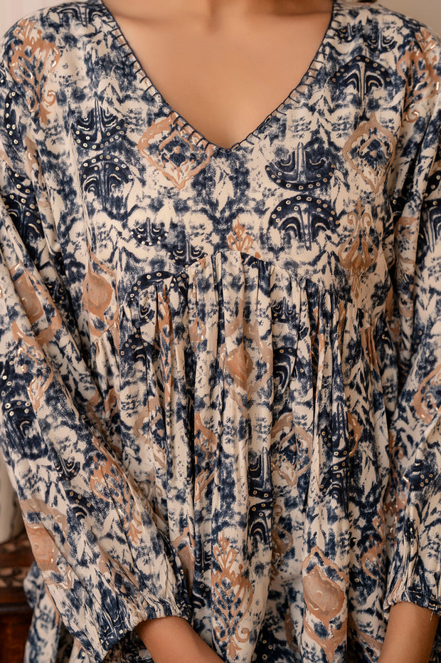 Women Blue Printed Peplum Top