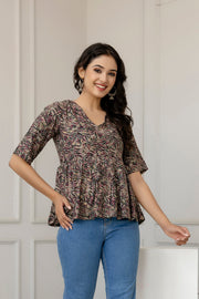 Women Multi Printed Peplum Top