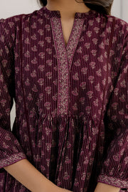 Women Purple Printed Peplum Top