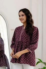 Women Purple Printed Peplum Top