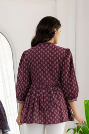 Women Purple Printed Peplum Top