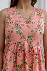 Women Peach Printed Peplum Top